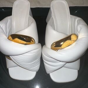 JW ANDERSON White Mules with Gold Detail
